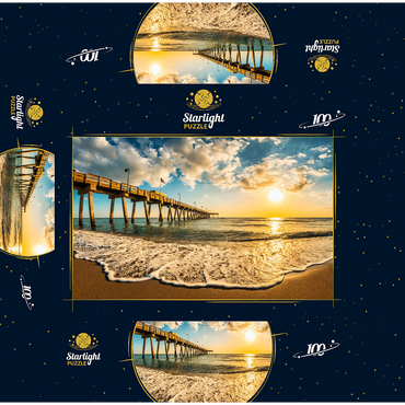 Late afternoon sun over Gulf of Mexico, Venice Fishing Pier, Florida 100 Jigsaw Puzzle box 3D Modell
