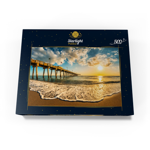 Late afternoon sun over Gulf of Mexico, Venice Fishing Pier, Florida 500 Jigsaw Puzzle box view1