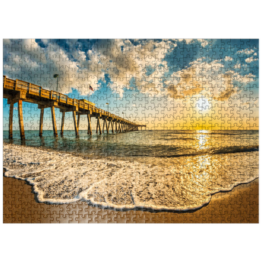 puzzleplate Late afternoon sun over Gulf of Mexico, Venice Fishing Pier, Florida 500 Jigsaw Puzzle