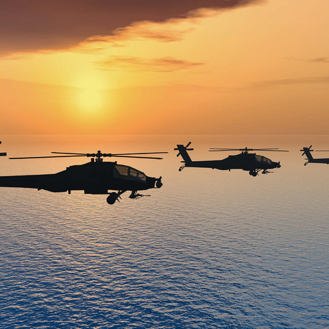 Apache helicopter over the sea 1000 Jigsaw Puzzle 3D Modell
