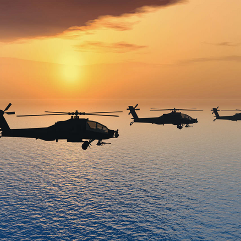 Apache helicopter over the sea 100 Jigsaw Puzzle 3D Modell