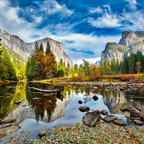 El Capitan and Merced River in autumn, California, USA 1000 Jigsaw Puzzle 3D Modell