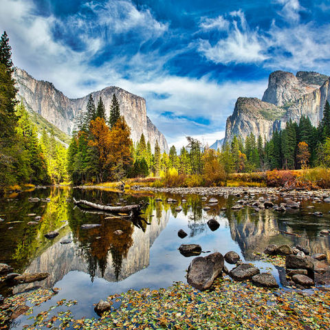 El Capitan and Merced River in autumn, California, USA 100 Jigsaw Puzzle 3D Modell