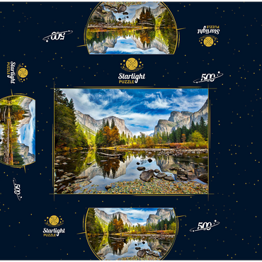 El Capitan and Merced River in autumn, California, USA 500 Jigsaw Puzzle box 3D Modell