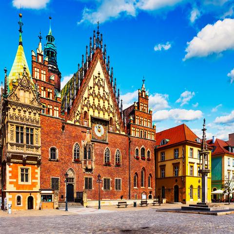 The old city hall building on the market square in the old town of Wroclaw, Poland 100 Jigsaw Puzzle 3D Modell