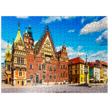 puzzleplate The old city hall building on the market square in the old town of Wroclaw, Poland 500 Jigsaw Puzzle