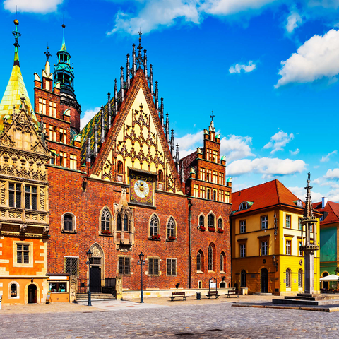 The old city hall building on the market square in the old town of Wroclaw, Poland 500 Jigsaw Puzzle 3D Modell