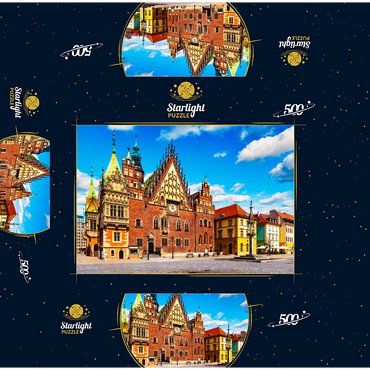 The old city hall building on the market square in the old town of Wroclaw, Poland 500 Jigsaw Puzzle box 3D Modell