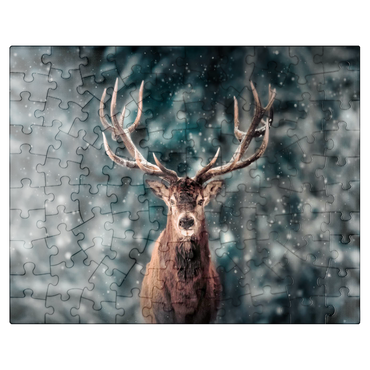 puzzleplate Noble deer in winter snow forest 100 Jigsaw Puzzle