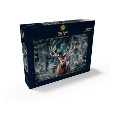 Noble deer in winter snow forest 500 Jigsaw Puzzle box view1