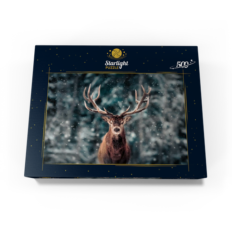 Noble deer in winter snow forest 500 Jigsaw Puzzle box view1