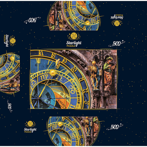 Detail of the Prague Astronomical Clock (Orloj), Prague 500 Jigsaw Puzzle box 3D Modell