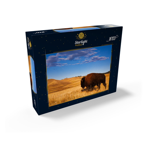 Bison / buffalo running in the rolling hills of the prairie 1000 Jigsaw Puzzle box view1