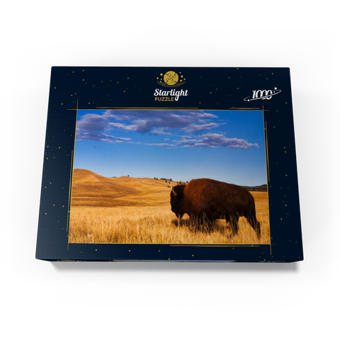 Bison / buffalo running in the rolling hills of the prairie 1000 Jigsaw Puzzle box view1