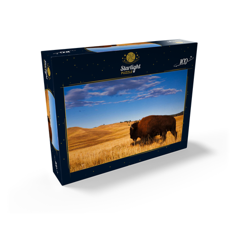 Bison / buffalo running in the rolling hills of the prairie 100 Jigsaw Puzzle box view1