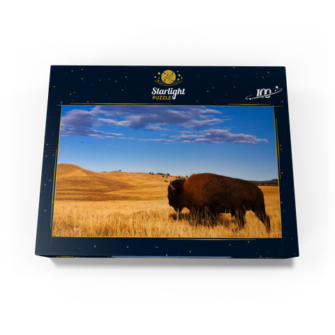 Bison / buffalo running in the rolling hills of the prairie 100 Jigsaw Puzzle box view1