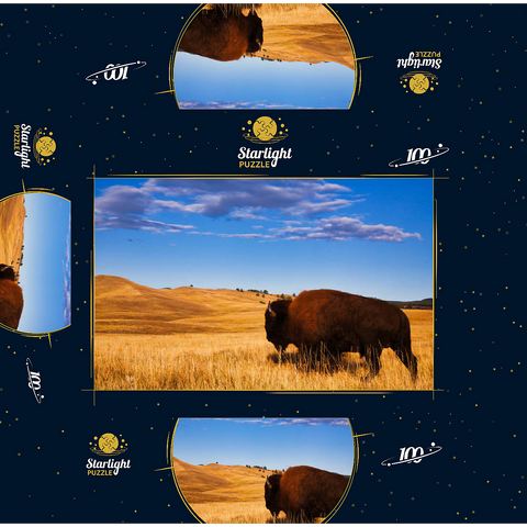 Bison / buffalo running in the rolling hills of the prairie 100 Jigsaw Puzzle box 3D Modell