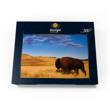 Bison / buffalo running in the rolling hills of the prairie 500 Jigsaw Puzzle box view1