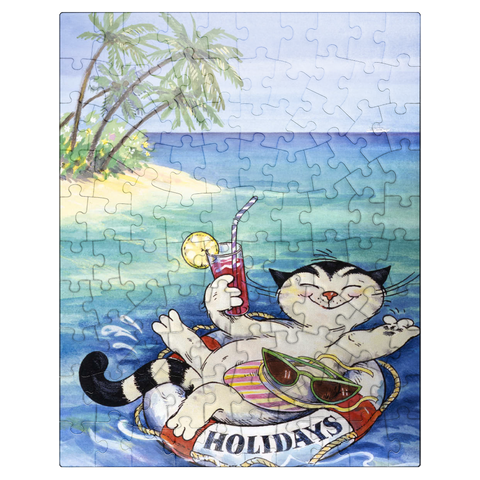 puzzleplate Jacob the cat - Happy vacations! 100 Jigsaw Puzzle