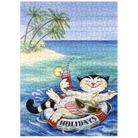 puzzleplate Jacob the cat - Happy vacations! 500 Jigsaw Puzzle