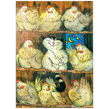 puzzleplate Jacob the cat - I'm going to sleep with the chickens! 1000 Jigsaw Puzzle