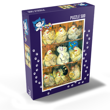 Jacob the cat - I'm going to sleep with the chickens! 500 Jigsaw Puzzle box view1