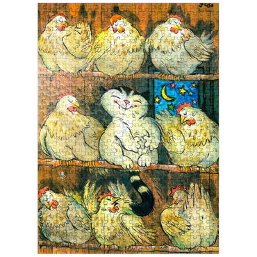 puzzleplate Jacob the cat - I'm going to sleep with the chickens! 500 Jigsaw Puzzle