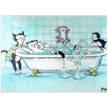 puzzleplate Jacob the cat - bathing is fun! 1000 Jigsaw Puzzle