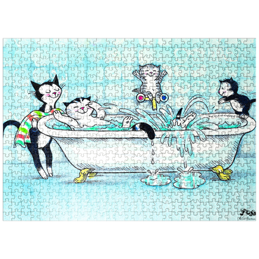 puzzleplate Jacob the cat - bathing is fun! 500 Jigsaw Puzzle
