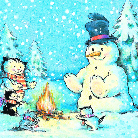 Jacob the cat - The snowman 1000 Jigsaw Puzzle 3D Modell