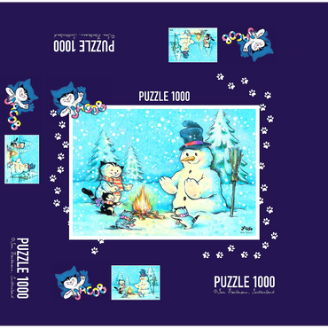 Jacob the cat - The snowman 1000 Jigsaw Puzzle box 3D Modell