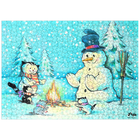 puzzleplate Jacob the cat - The snowman 500 Jigsaw Puzzle