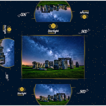 The Milky Way over Stonehenge, Amesbury, England 500 Jigsaw Puzzle box 3D Modell