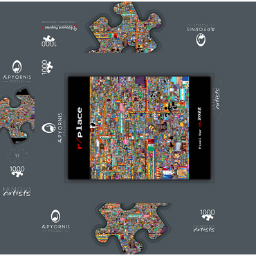 r/place Pixel War 04.2022 - Complete Artwork 1000 Jigsaw Puzzle box 3D Modell