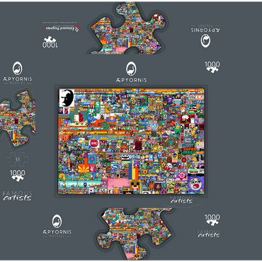 r/place Pixel War 04.2022 - Extreme Size, Part 2/6 for collage 1000 Jigsaw Puzzle box 3D Modell