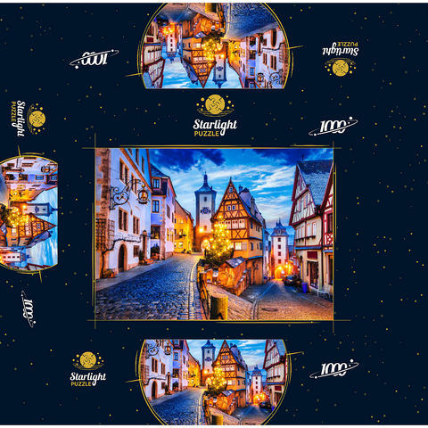 Rothenburg ob der Tauber by night, Romantic Road in Bavaria, Germany 1000 Jigsaw Puzzle box 3D Modell