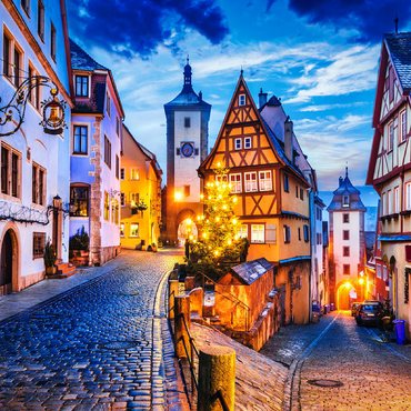 Rothenburg ob der Tauber by night, Romantic Road in Bavaria, Germany 100 Jigsaw Puzzle 3D Modell