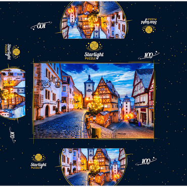 Rothenburg ob der Tauber by night, Romantic Road in Bavaria, Germany 100 Jigsaw Puzzle box 3D Modell