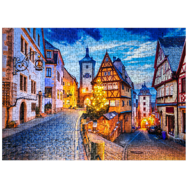puzzleplate Rothenburg ob der Tauber by night, Romantic Road in Bavaria, Germany 500 Jigsaw Puzzle