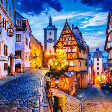 Rothenburg ob der Tauber by night, Romantic Road in Bavaria, Germany 500 Jigsaw Puzzle 3D Modell