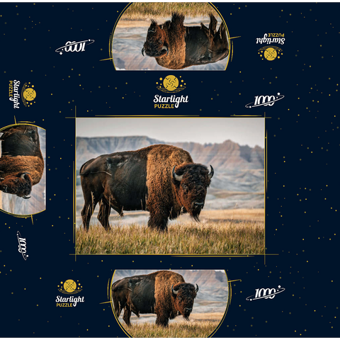 American Bison in South Dakota 1000 Jigsaw Puzzle box 3D Modell