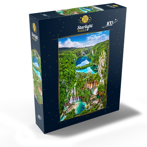 Plitvice, Croatia - panoramic view of the beautiful waterfalls of the Plitvice Lakes 100 Jigsaw Puzzle box view1