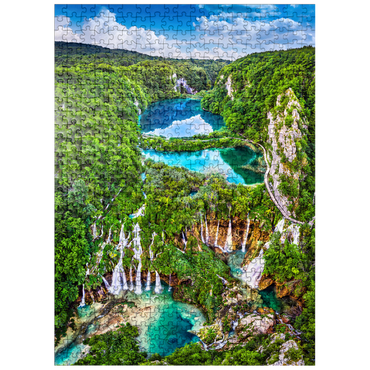 puzzleplate Plitvice, Croatia - panoramic view of the beautiful waterfalls of the Plitvice Lakes 500 Jigsaw Puzzle