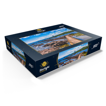 Grand Marais Light against the backdrop of the Sawtooth Mountains on Lake Superior 1000 Jigsaw Puzzle box view1
