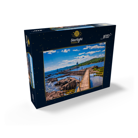 Grand Marais Light against the backdrop of the Sawtooth Mountains on Lake Superior 1000 Jigsaw Puzzle box view1