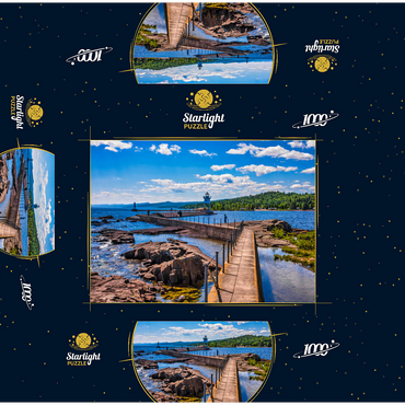 Grand Marais Light against the backdrop of the Sawtooth Mountains on Lake Superior 1000 Jigsaw Puzzle box 3D Modell