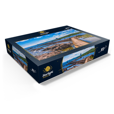 Grand Marais Light against the backdrop of the Sawtooth Mountains on Lake Superior 100 Jigsaw Puzzle box view1