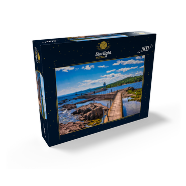 Grand Marais Light against the backdrop of the Sawtooth Mountains on Lake Superior 500 Jigsaw Puzzle box view1