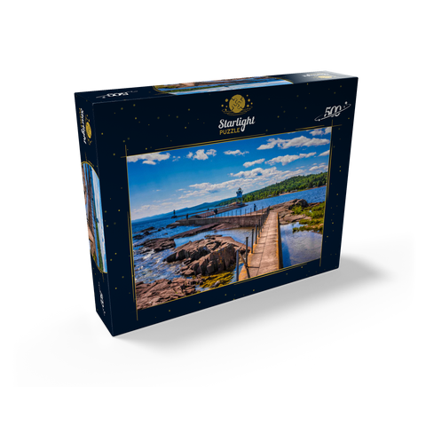 Grand Marais Light against the backdrop of the Sawtooth Mountains on Lake Superior 500 Jigsaw Puzzle box view1