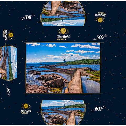 Grand Marais Light against the backdrop of the Sawtooth Mountains on Lake Superior 500 Jigsaw Puzzle box 3D Modell